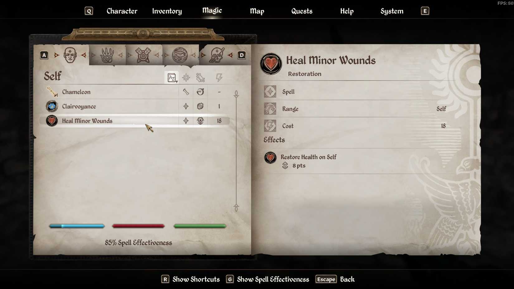 Oblivion Remastered Spell Screen