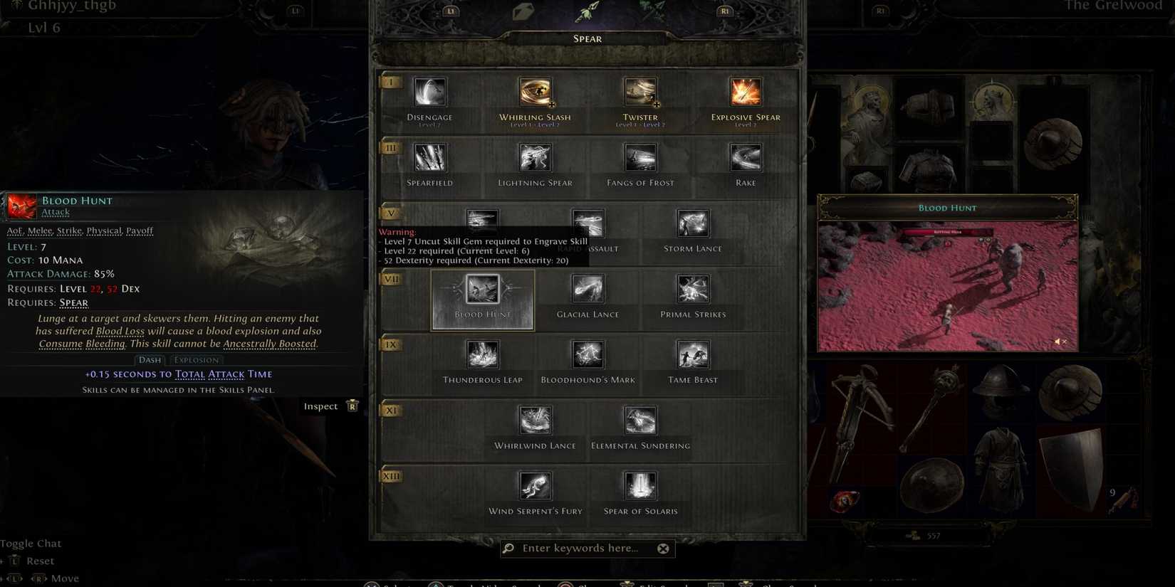 Path of Exile 2 blood hunt spear skill