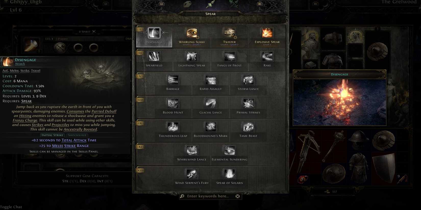 Path of Exile 2 Disengage spear skill