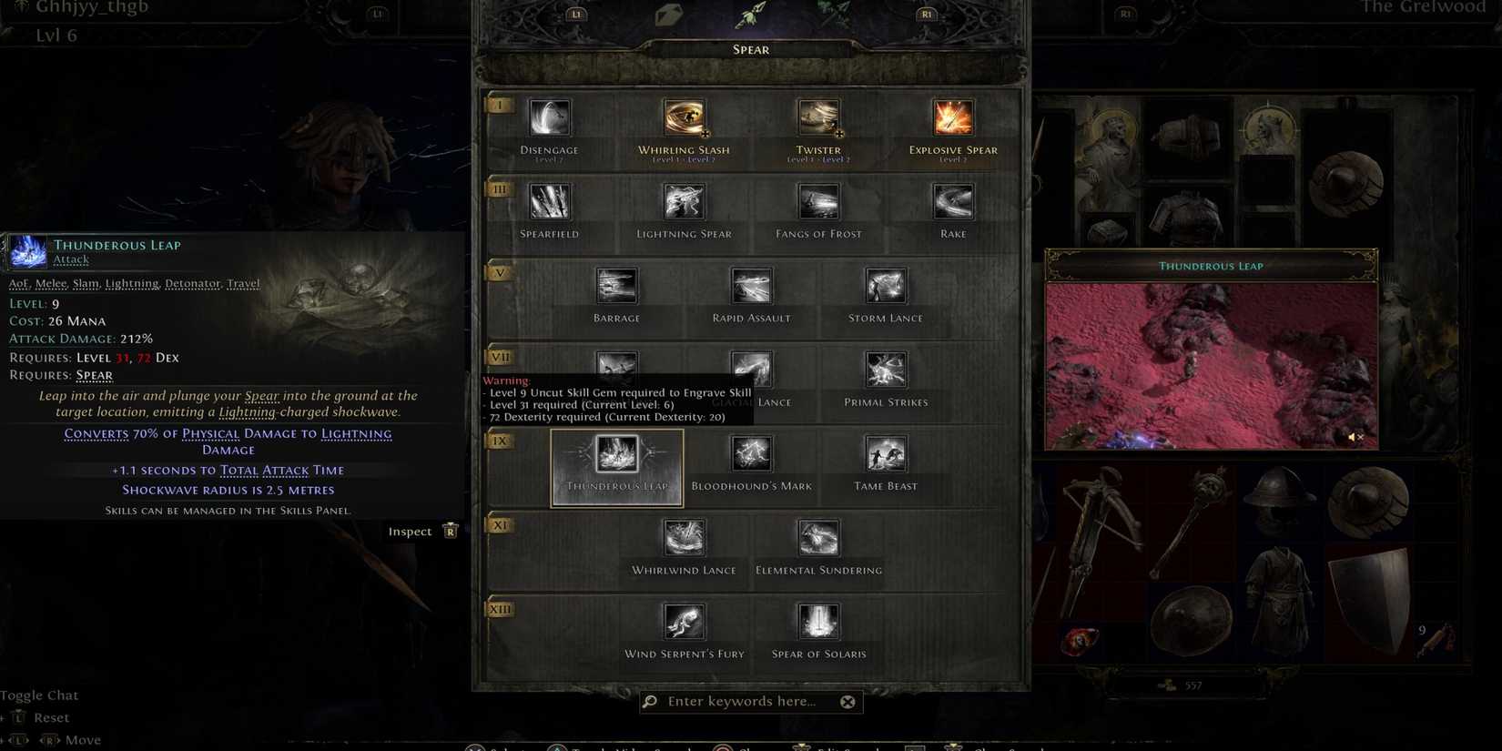 Path of Exile 2 Thunderous Leap spear skill