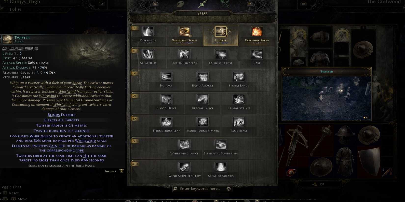 Path of Exile 2 Twister spear skill
