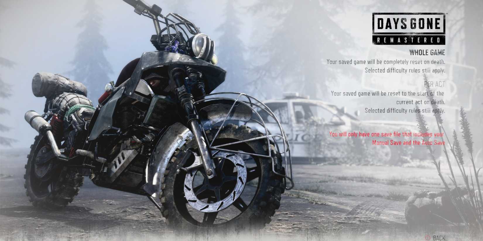 permadeath mode days gone remastered