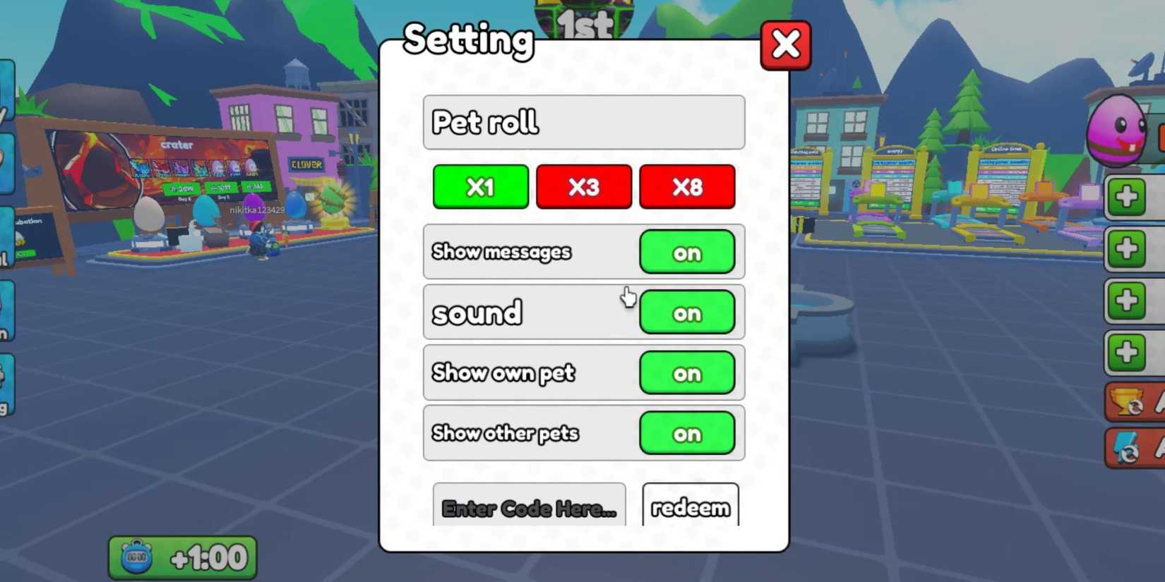 Pets League Race the codes tab