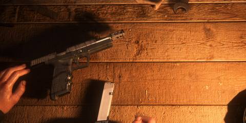 pistol on a workbench