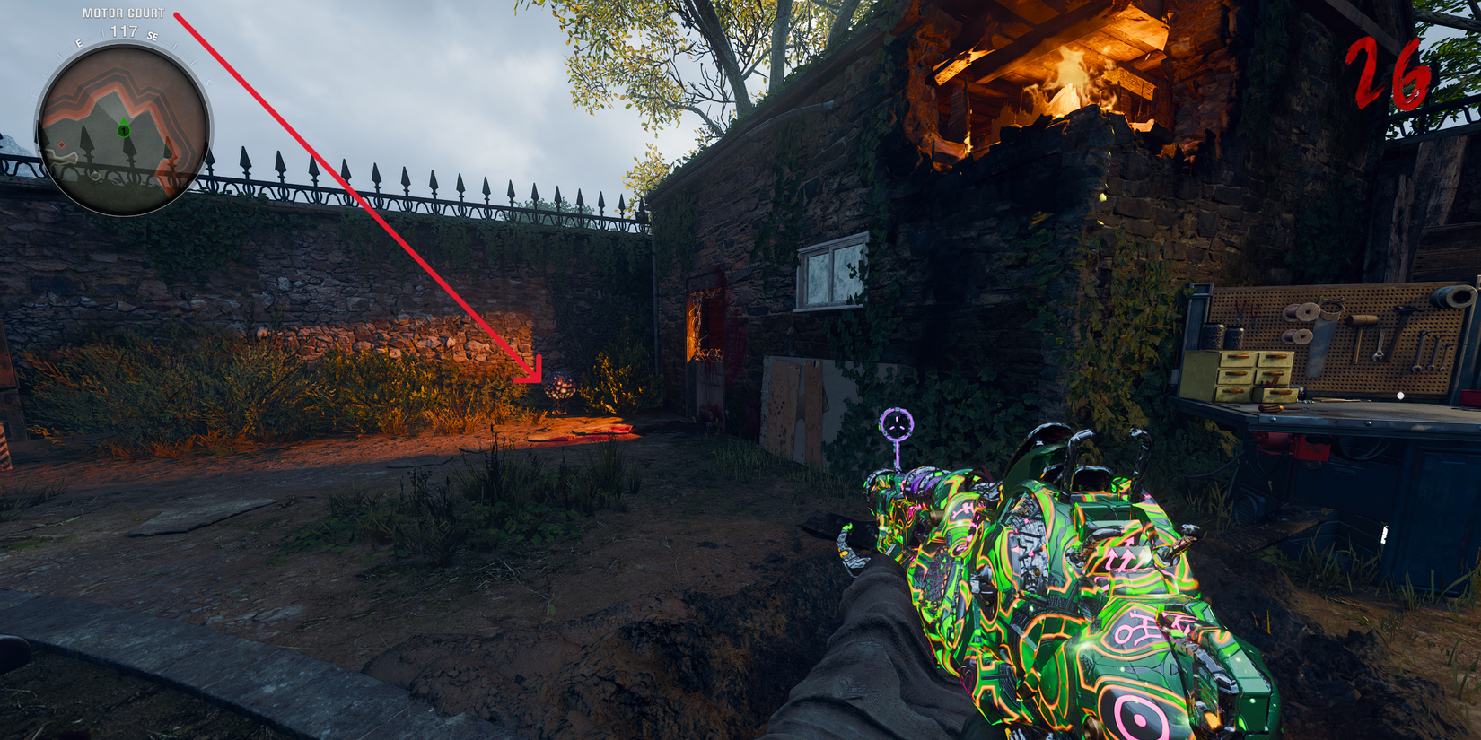 6. Pátio de Motores (Parede de Spawn de Zumbis)