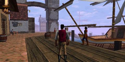 Player standing next to a dock in The Elder Scrolls Adventures Redguard
