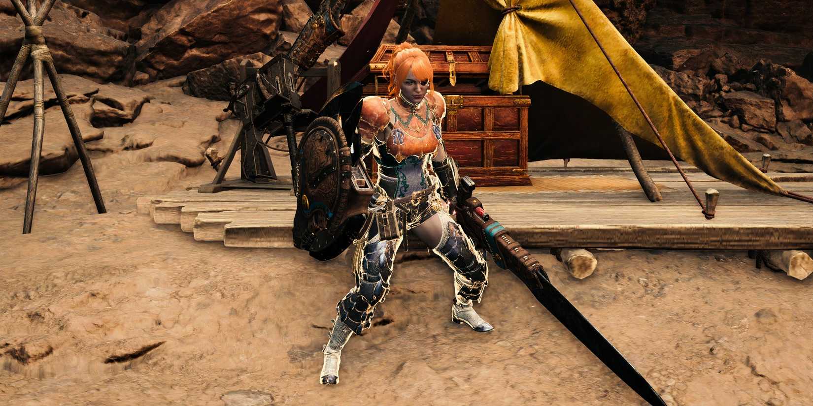 Players holding a Charge Blade in Monster Hunter Wilds