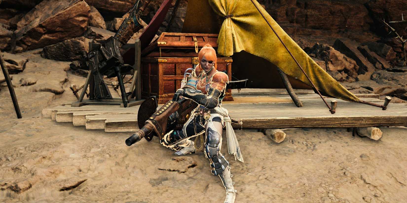 Players holding a Heavy Bowgun in Monster Hunter Wilds