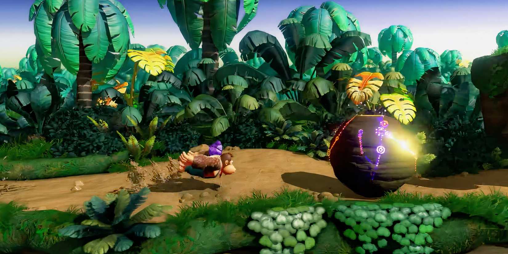 Playing a 2D level in Donkey Kong Bananza