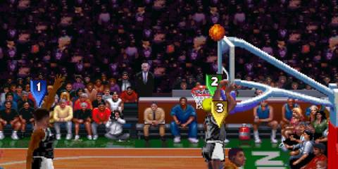 Playing a match in NBA Jam Tournament Edition (PS1)