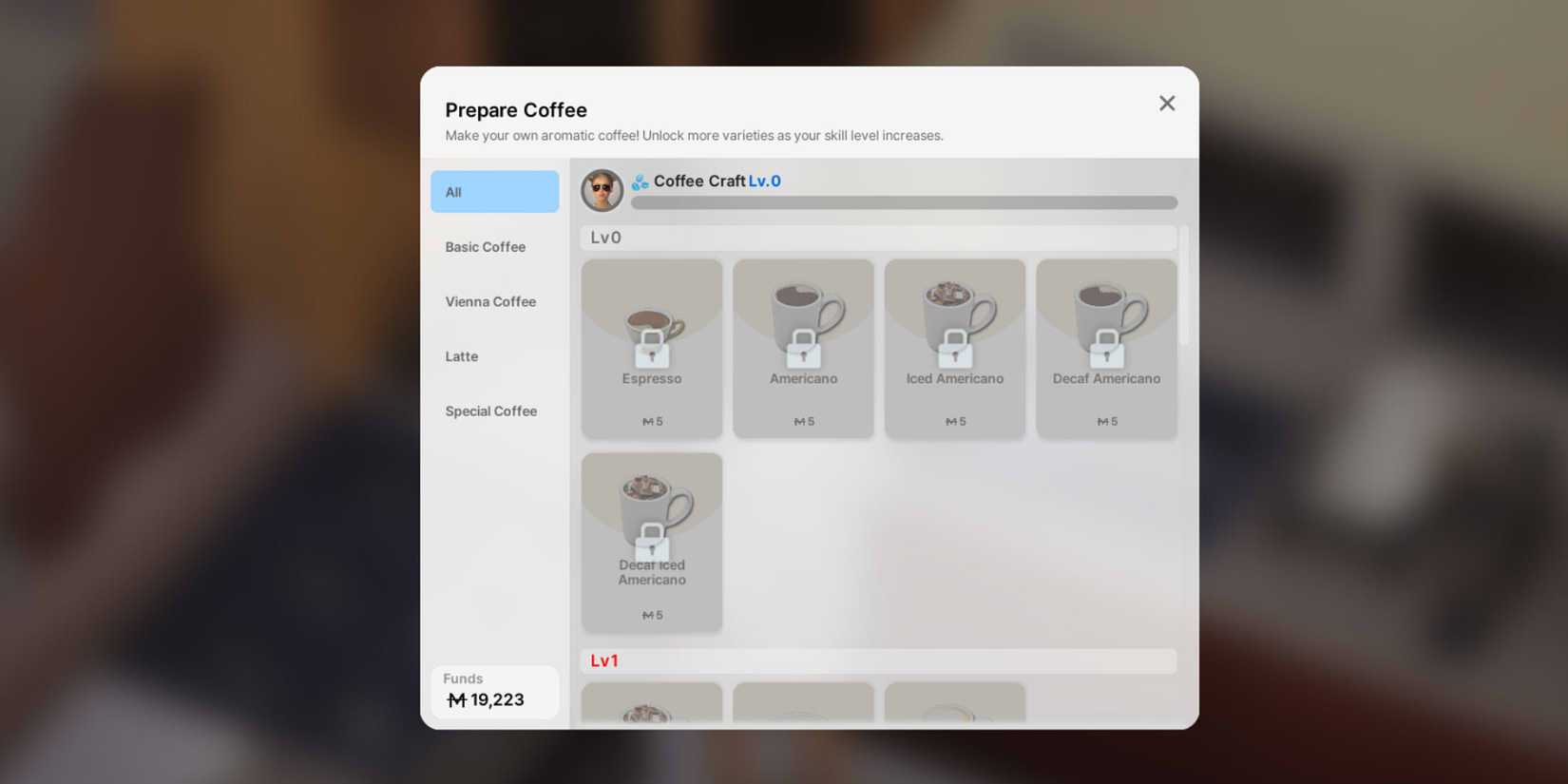 prepare coffee inzoi