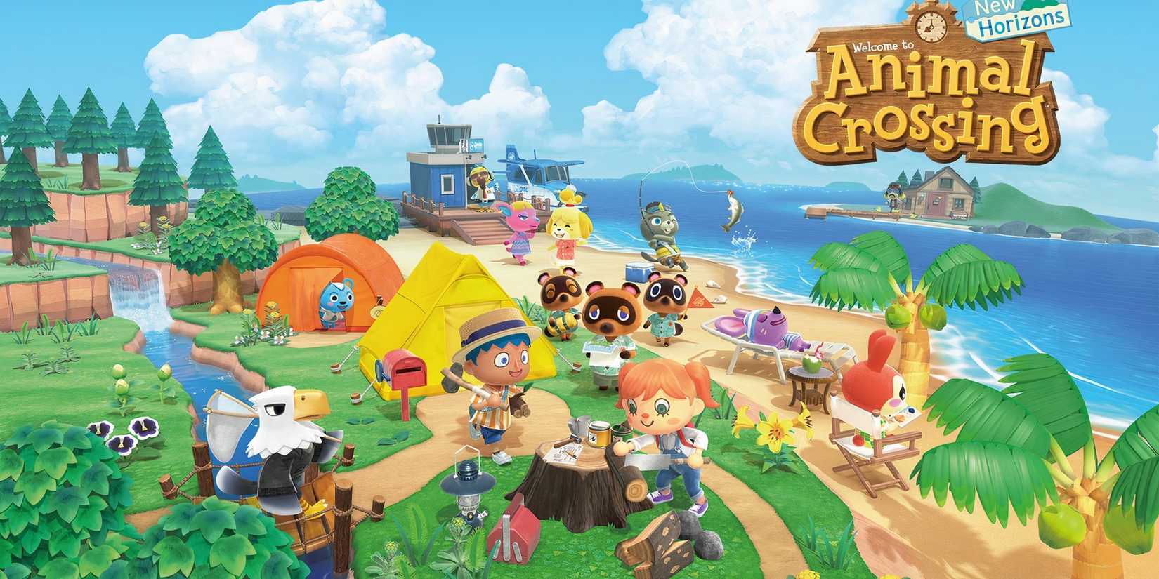 Promo art featuring characters in Animal Crossing New Horizons