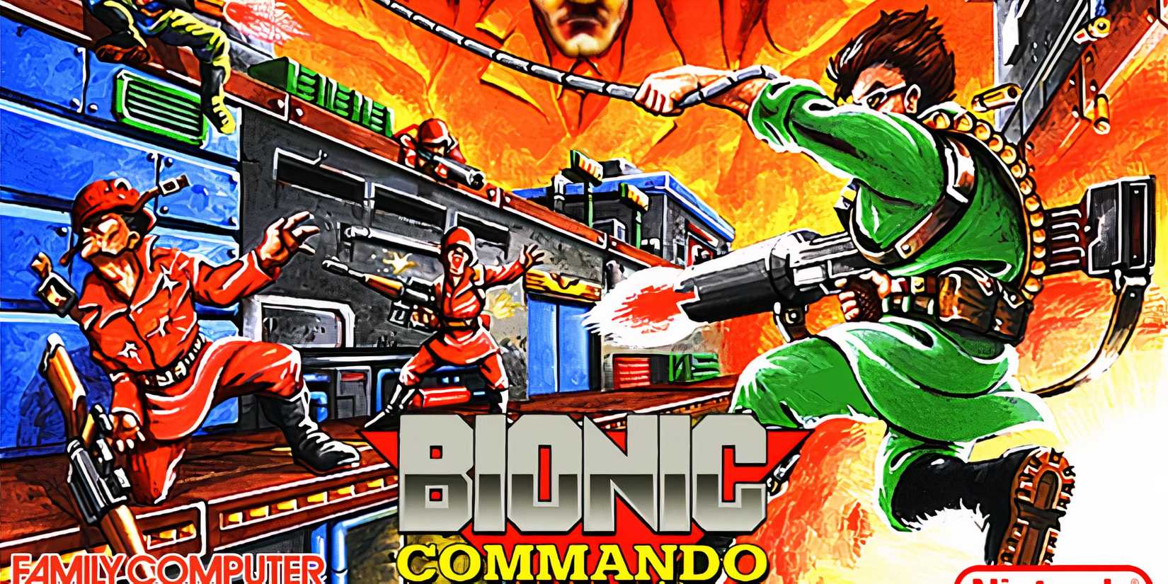 Promo art featuring characters in Bionic Commando