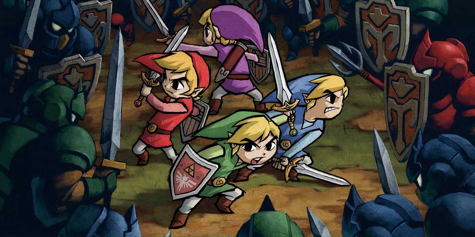 Promo art featuring characters in The Legend Of Zelda Four Swords Adventures