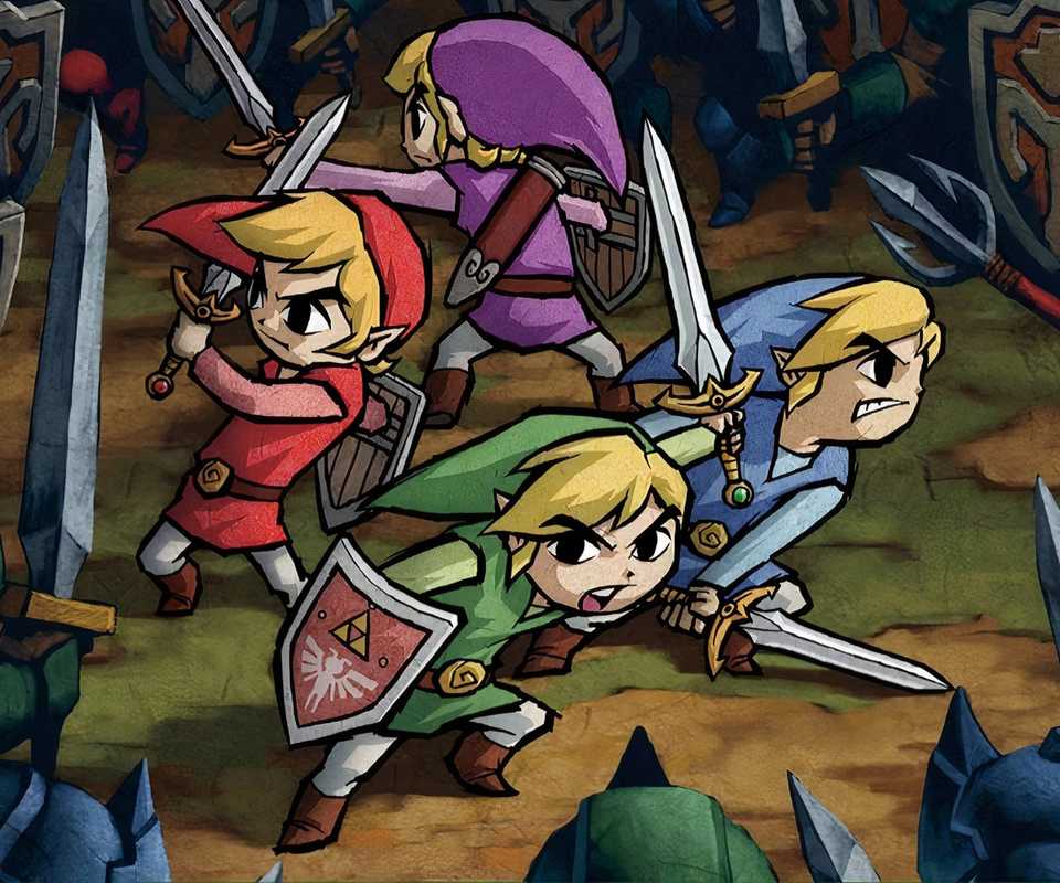 Promo art featuring characters in The Legend Of Zelda Four Swords Adventures