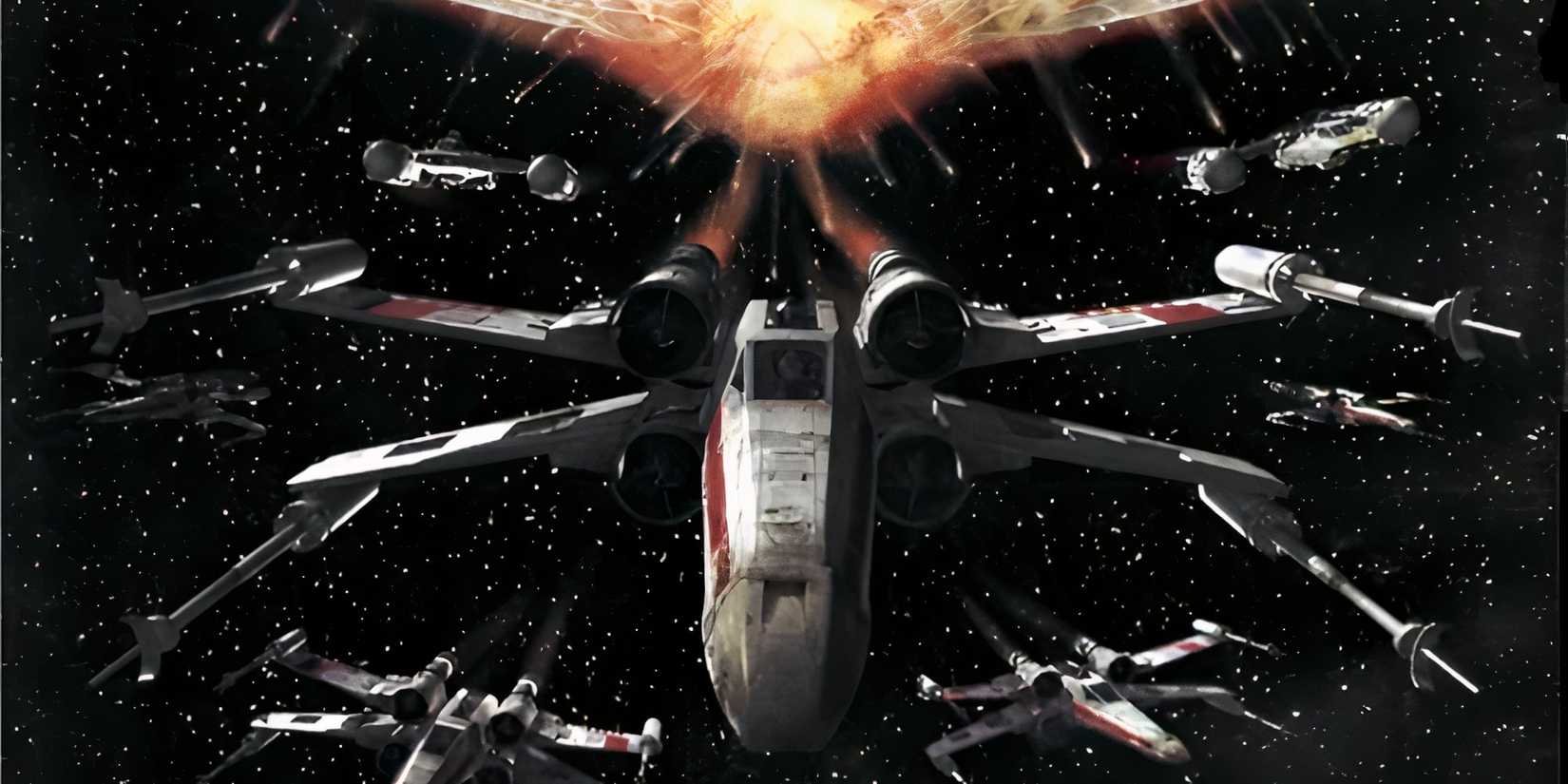 Promo art featuring X-Wings in Star Wars Rogue Squadron 2 Rogue Leader