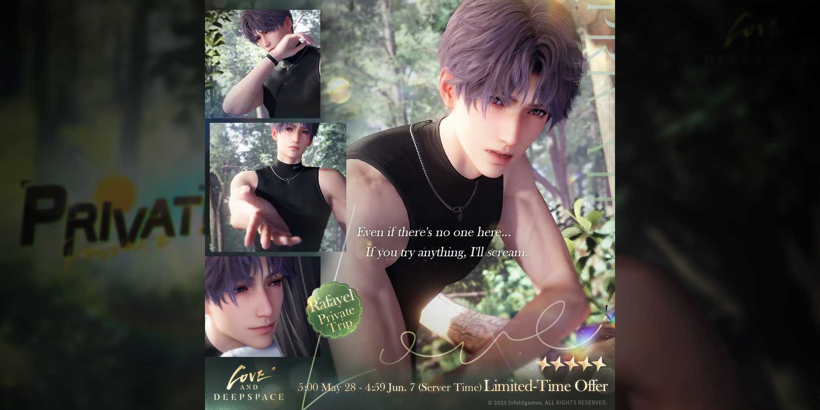 rafayel solo banner private trip 2 in love and deepspace