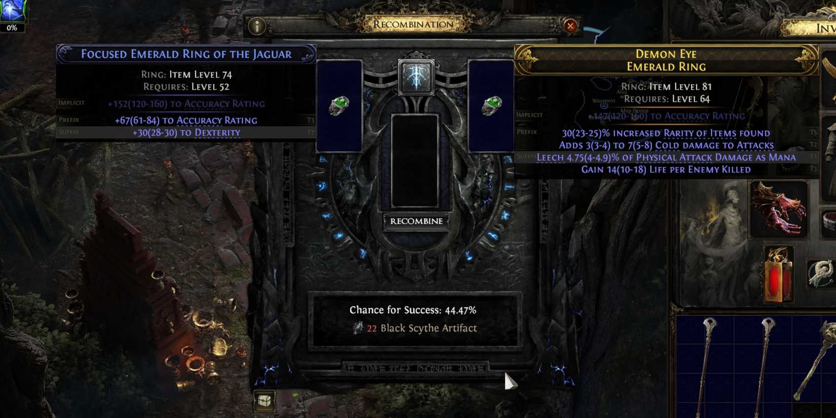 recombination of two rings in path of exile 2