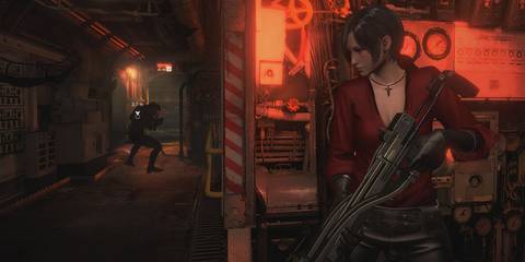 Ada Wong hiding behind cover in Resident Evil 6
