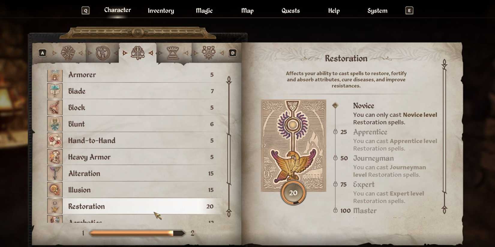 Restoration skill The Elder Scrolls IV Oblivion Remaster