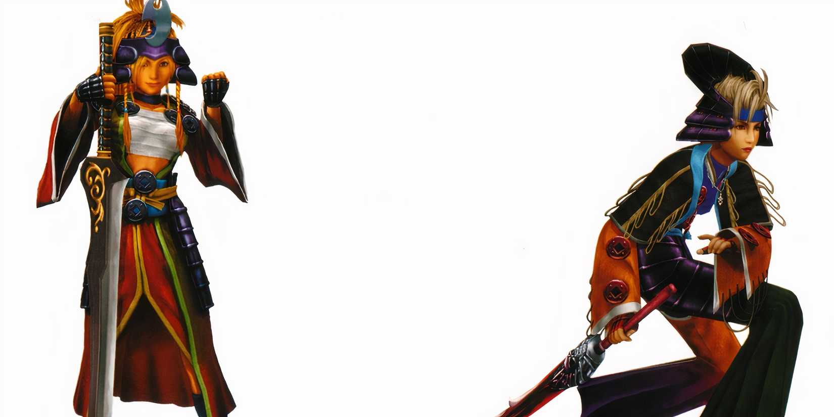 Rikku and Paine as samurai in Final Fantasy 10-2