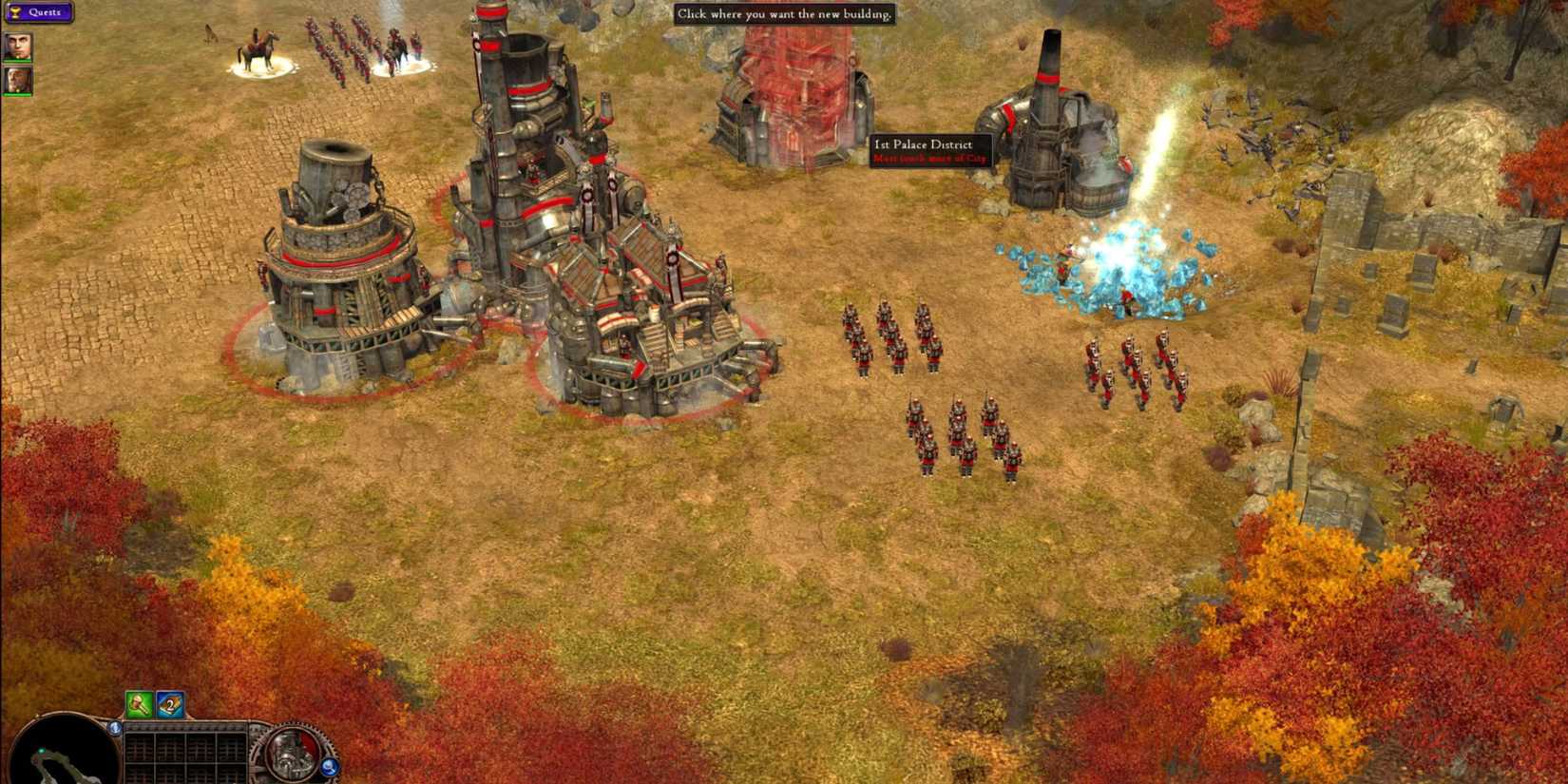 A player managing their base in Rise of Nations: Rise of Legends