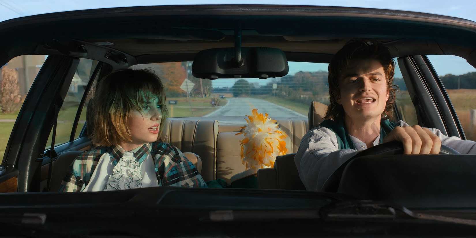 Robin and Steve in a car in Stranger Things Season 4