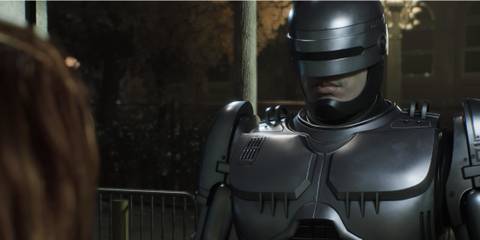 RoboCop speaking to the director in Detroit