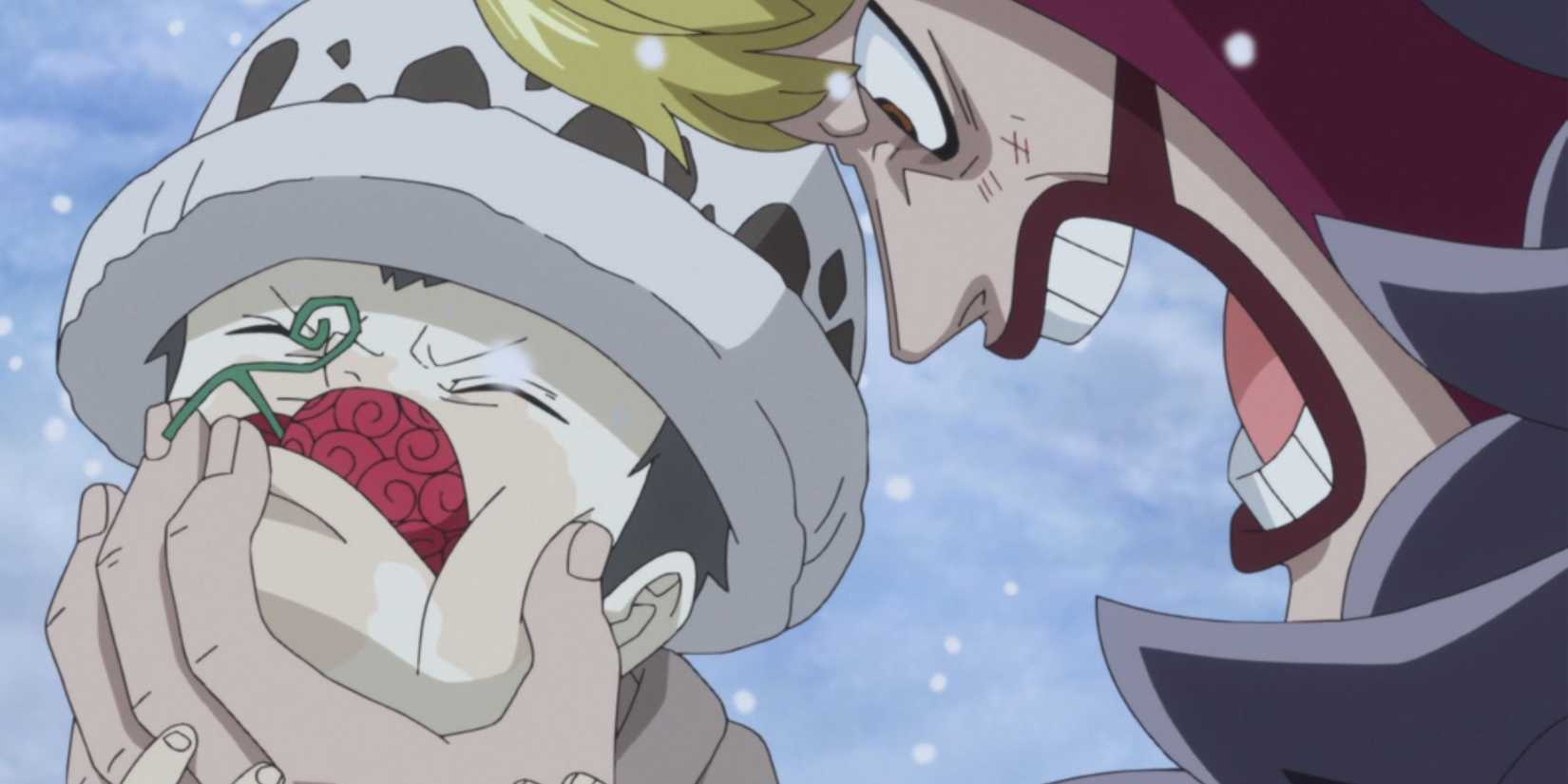 Rosinante forces Law to eat the Ope Ope no Mi - One Piece