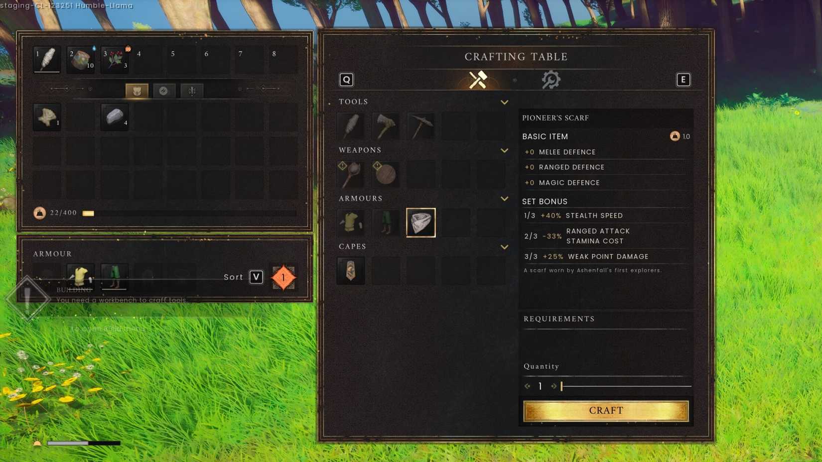 RuneScape Dragonwilds Pioneer Set Crafting
