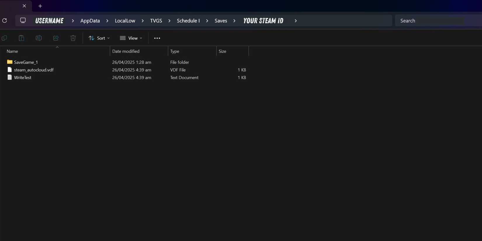 Save File Location For Schedule 1