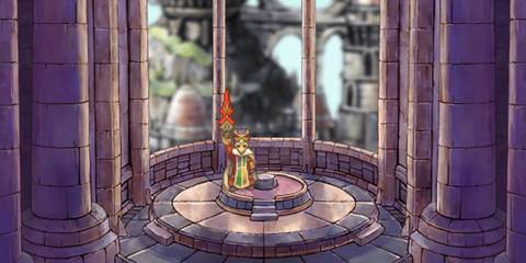 SaGa Frontier 2 - Gustav XII holding the Firebrand sword above his head