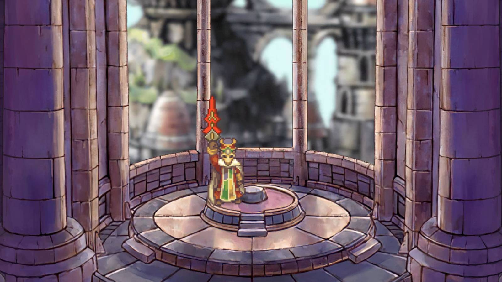 SaGa Frontier 2 - Gustav XII holding the Firebrand sword above his head