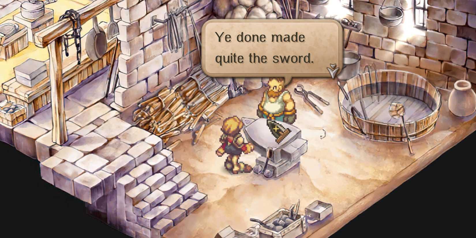 SaGa Frontier 2 Gustave with the blacksmith