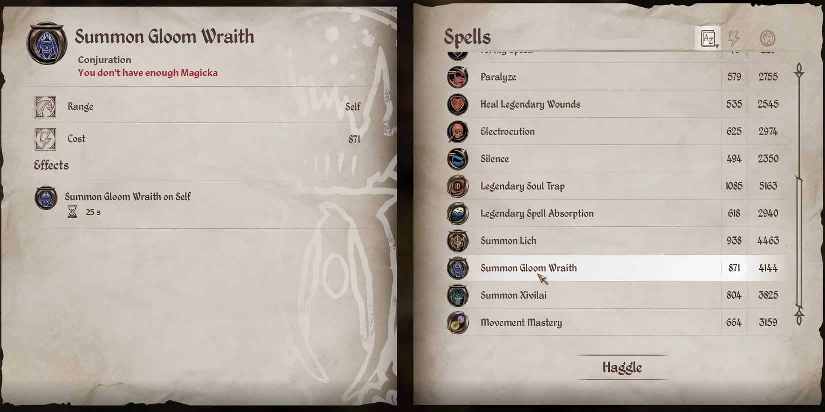 Oblivion - Summon Gloom Wraith