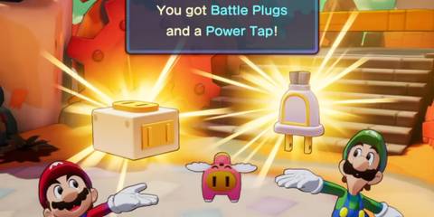 Mario and Luigi with power tap and battle plugs