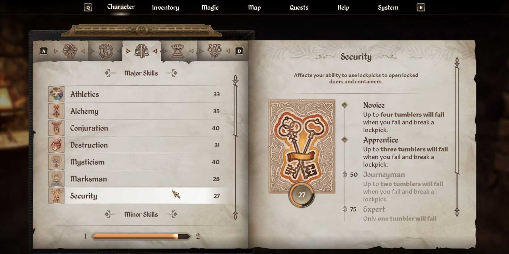 Security Skill The Elder Scrolls IV Oblivion Remaster