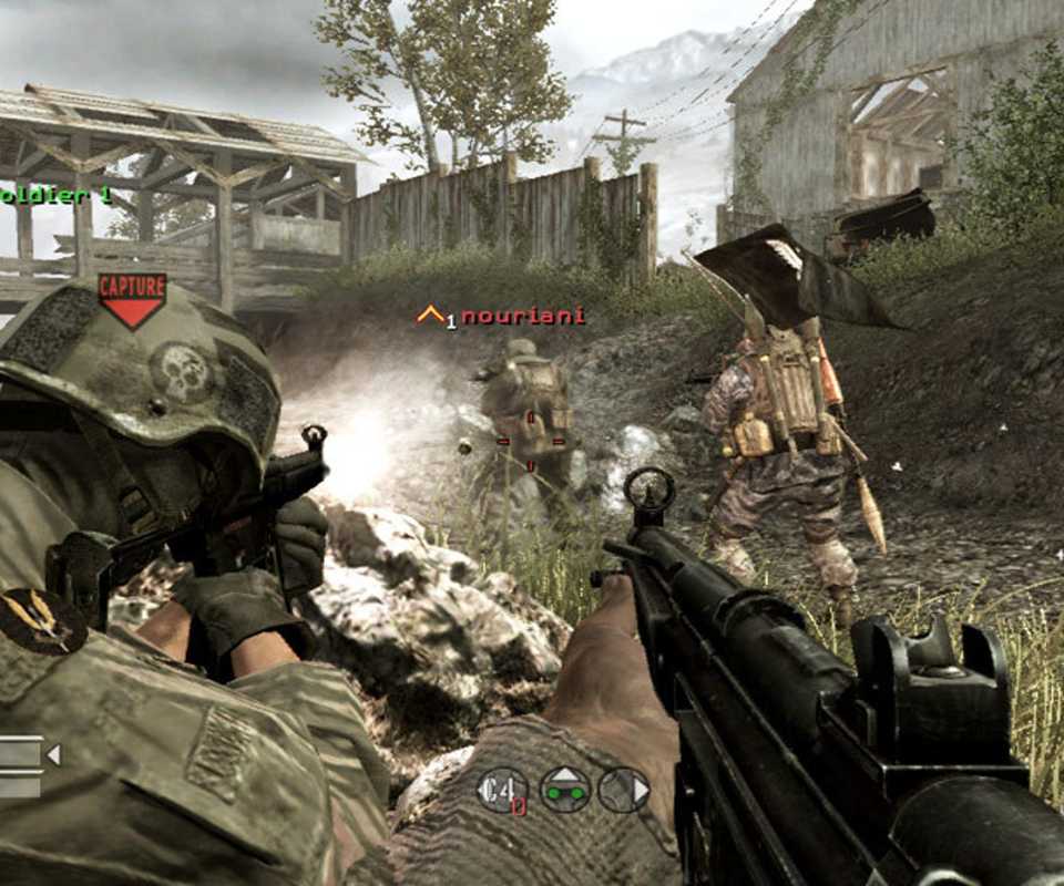 Shooting at enemies in Call of Duty 4 Modern Warfare