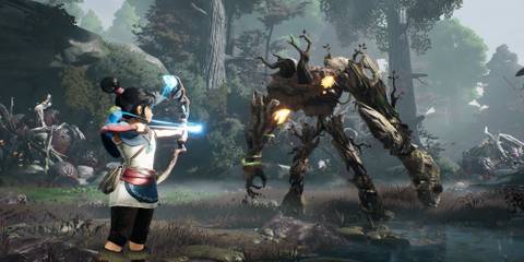 Shooting enemies in Kena Bridge Of Spirits