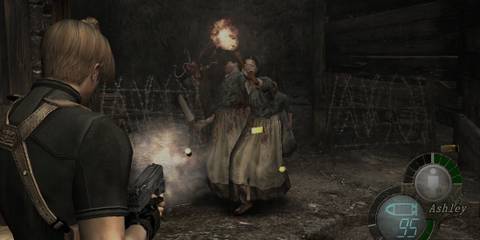Shooting enemies in Resident Evil 4