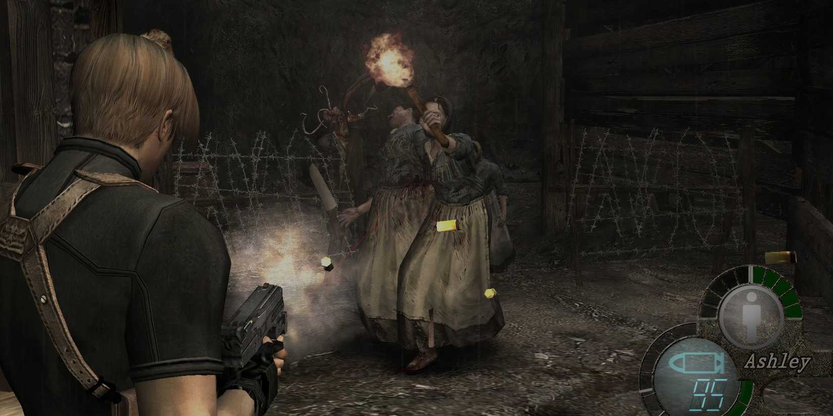 Shooting enemies in Resident Evil 4