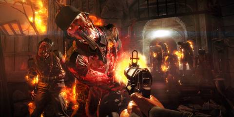 Shooting Nazi zombies in Wolfenstein The Old Blood