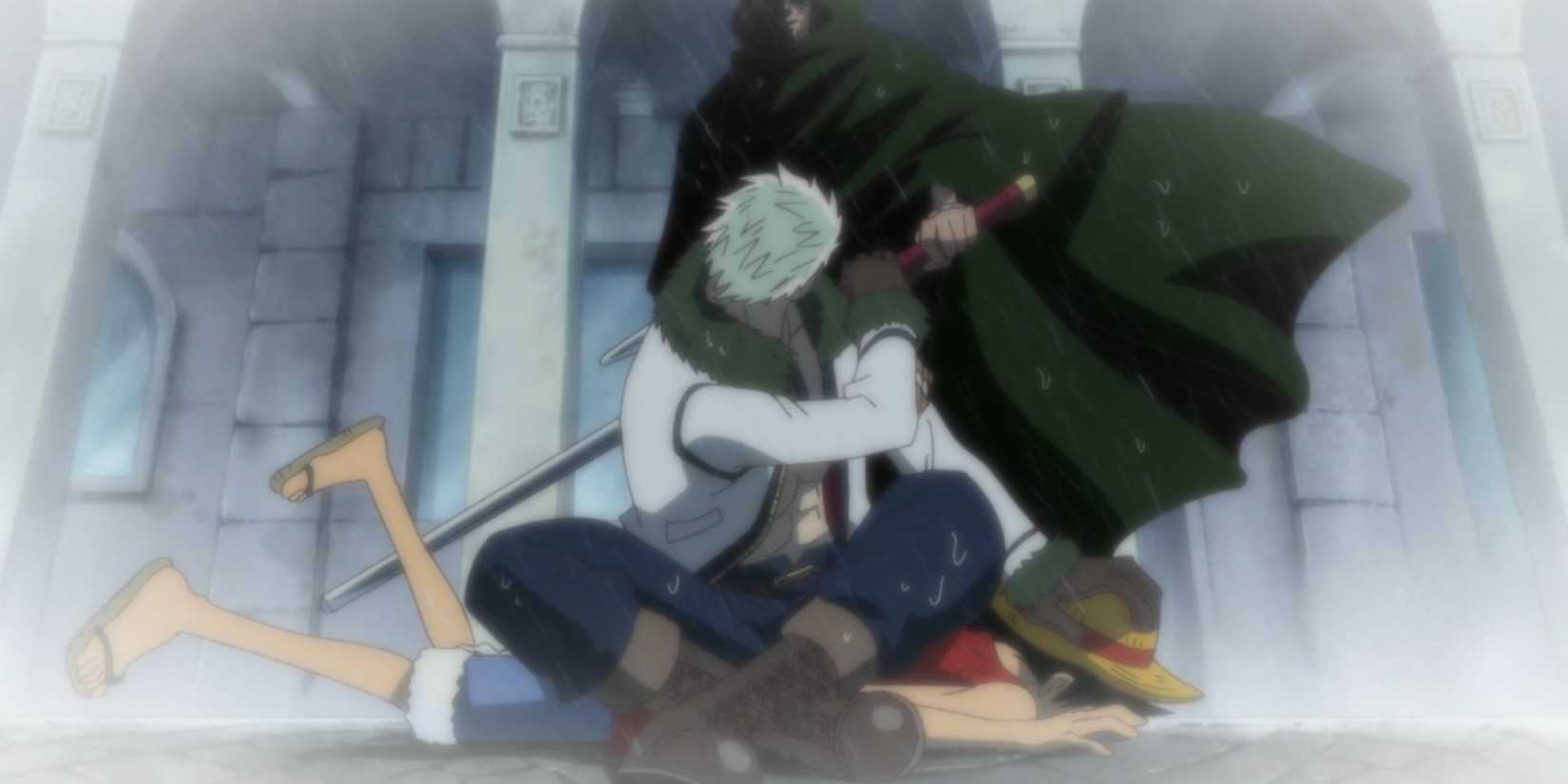 Smoker almost captures Luffy, until Dragon stops him in One Piece