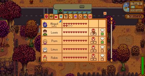 Social Tab Stardew Valley