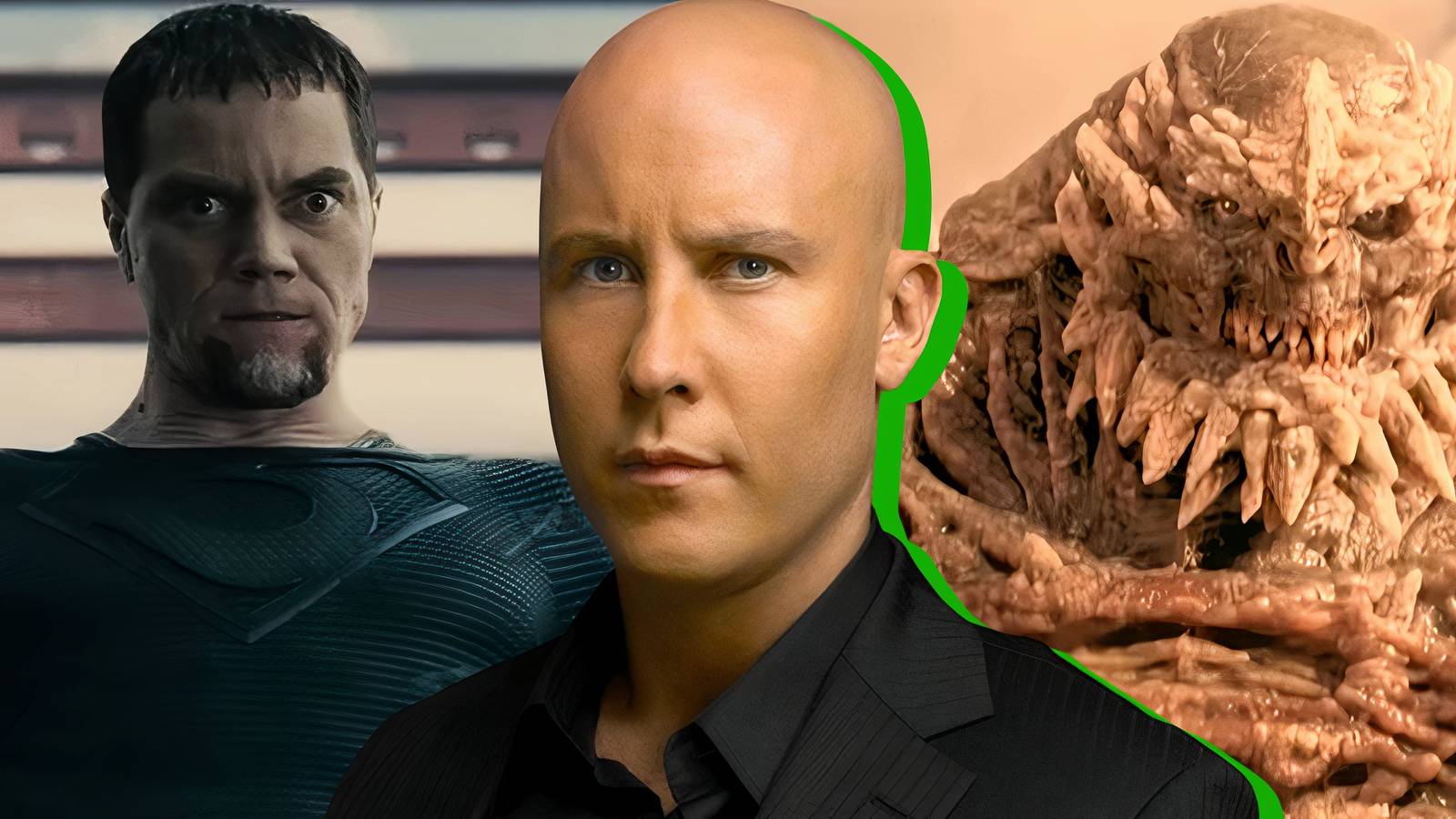 Split image of Man Of Steel, Smallville, and Superman & Lois