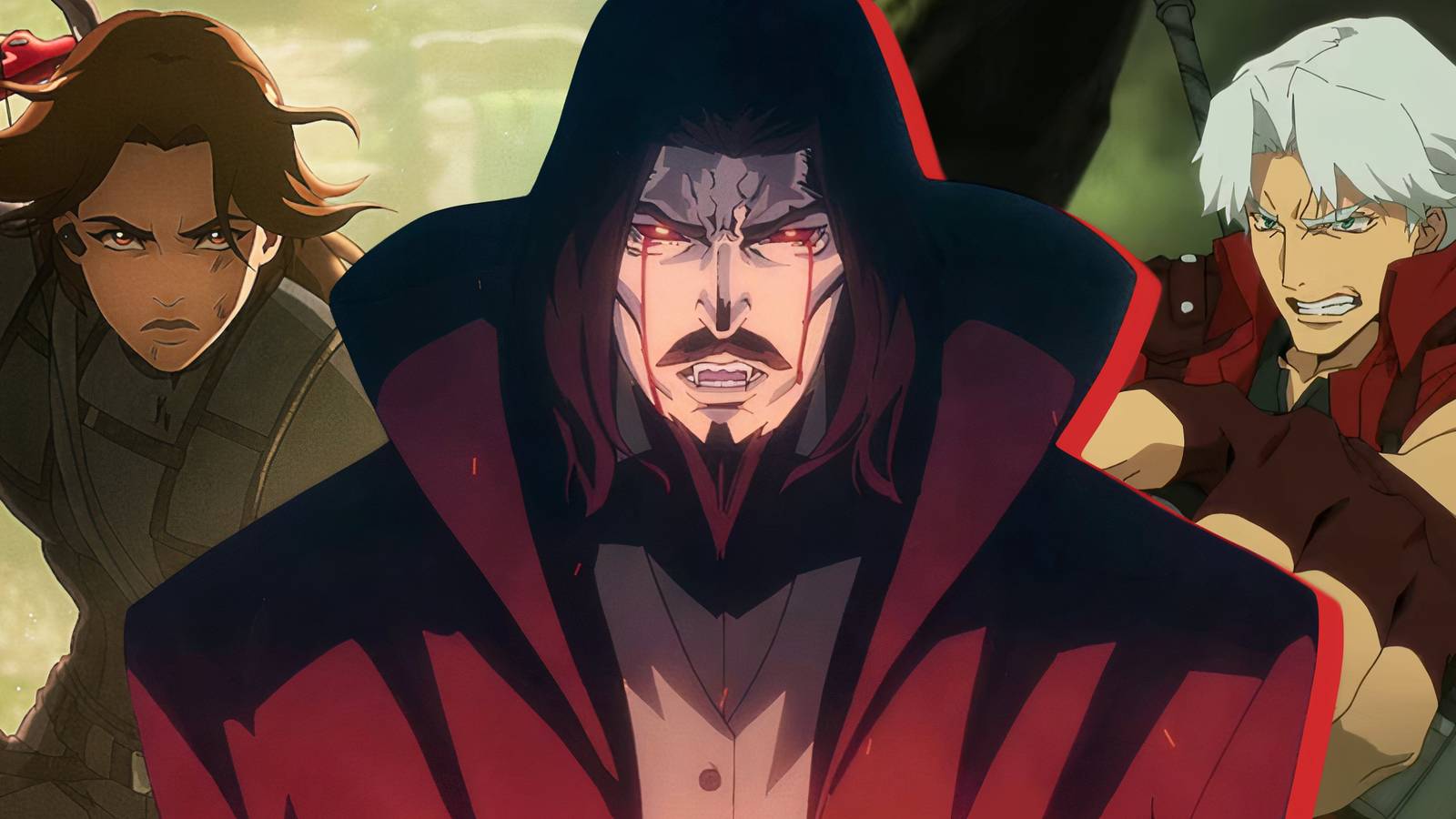 Split image of Tomb Raider The Legend Of Lara Croft, Castlevania, and Devil May Cry