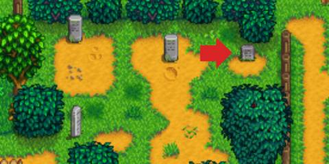 stardew valley dwarvish headstone in graveyard