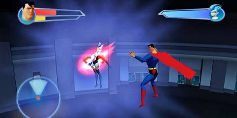 Superman fighting Livewire in Superman: Shadow Of Apokolips