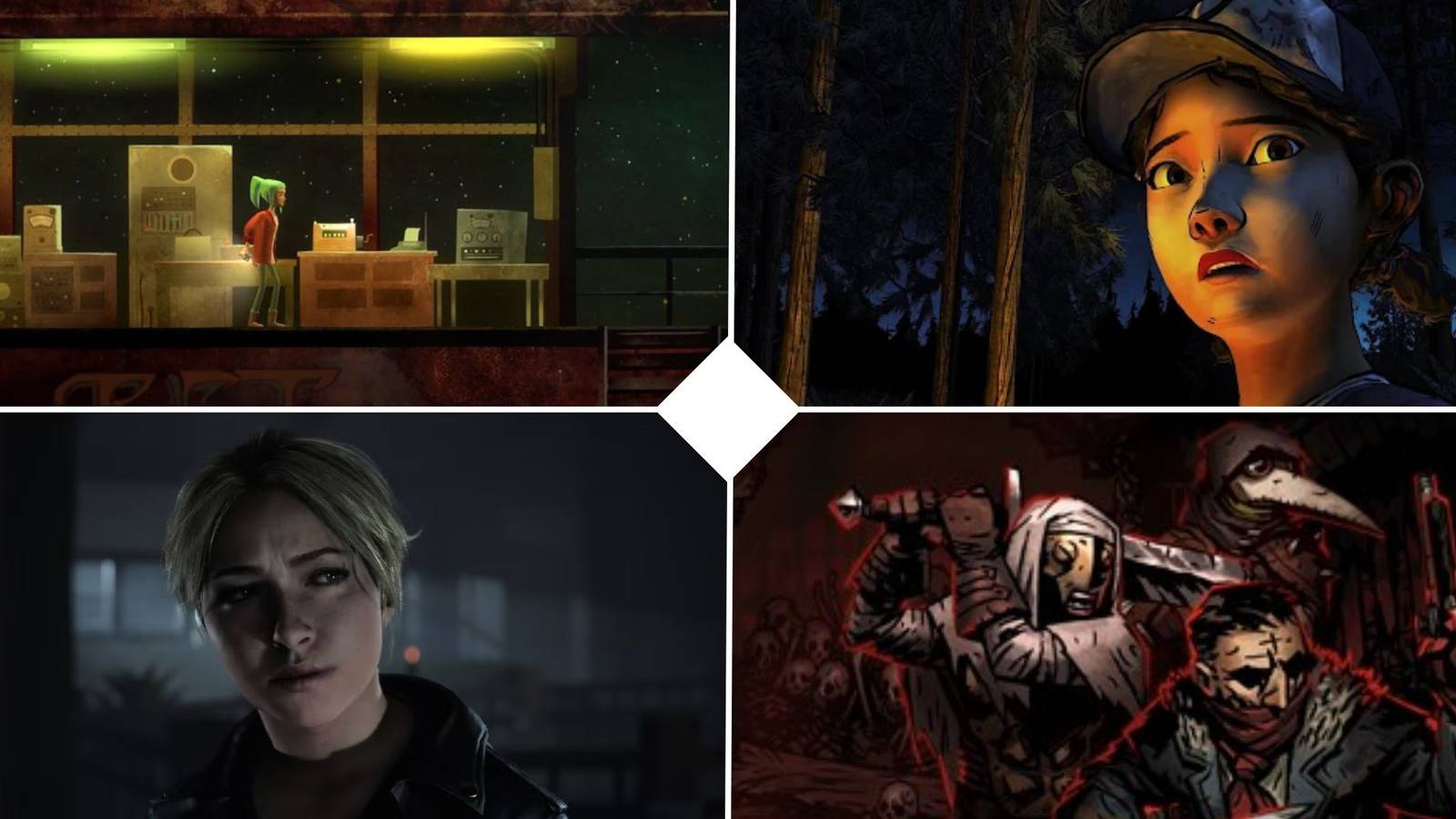 Oxenfree, The Walking Dead, Until Dawn, Darkest Dungeon