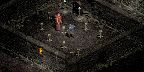 Talking to an NPC in Diablo